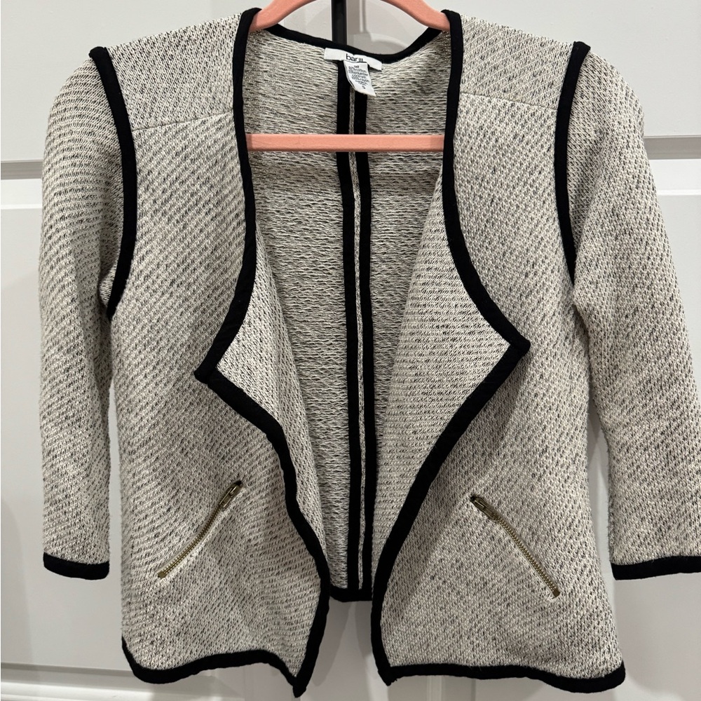 Women's Black and White Open Front Sweater - very good condition.